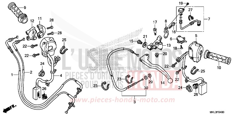 HEBELGRIFF/SCHALTER/KABEL (NC750XA) von NC750X "Meca" PEARL GLARE WHITE (NHB53) von 2020